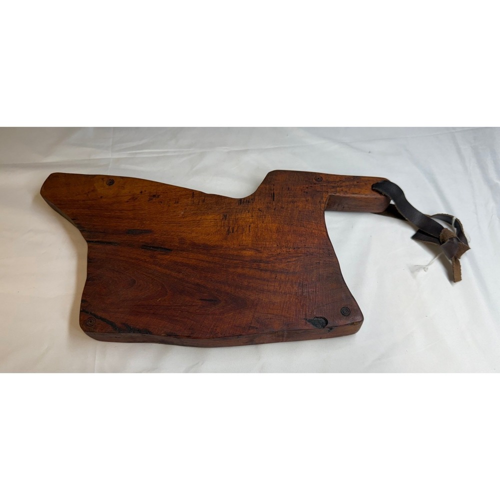 Handmade‎ Serving Cutting Board Rustic Farmhouse Style with Leather Strap